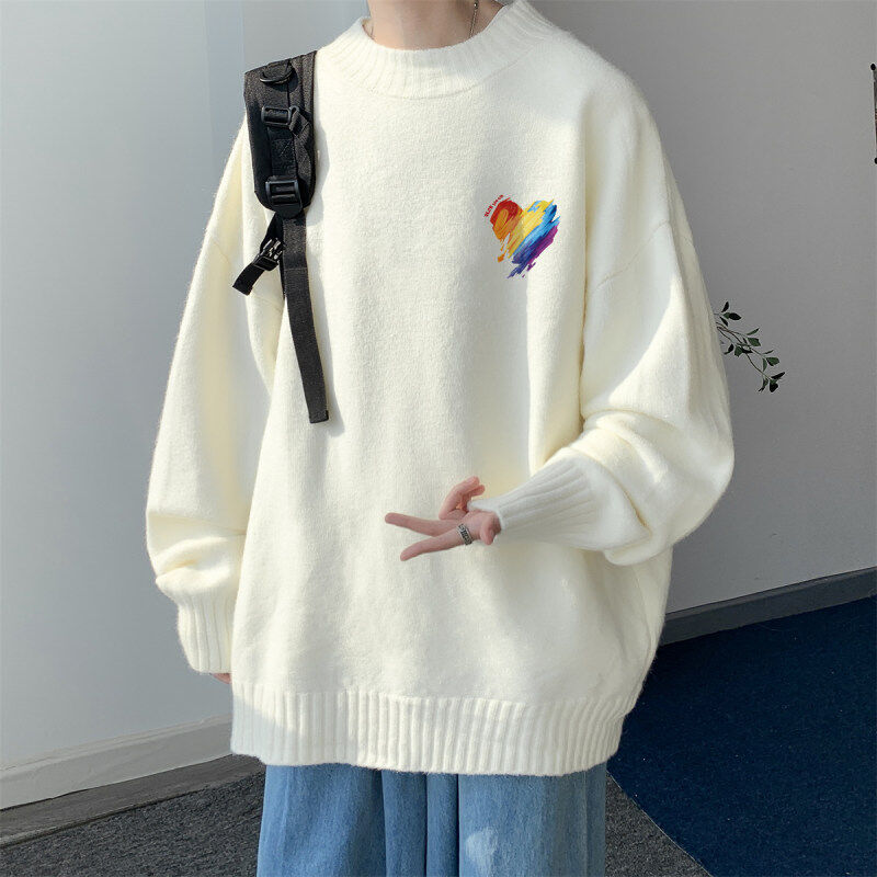 !  23 new loose large size Hong Kong style love half turtleneck sweater round neck sweater