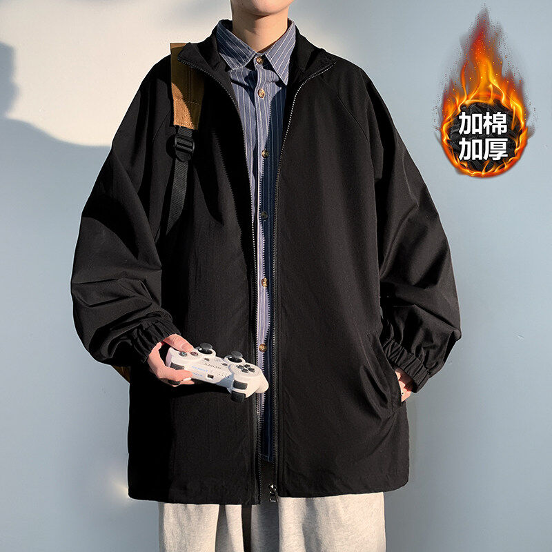 Winter Hong Kong style large size thickened cotton loose fashion brand versatile men's jacket