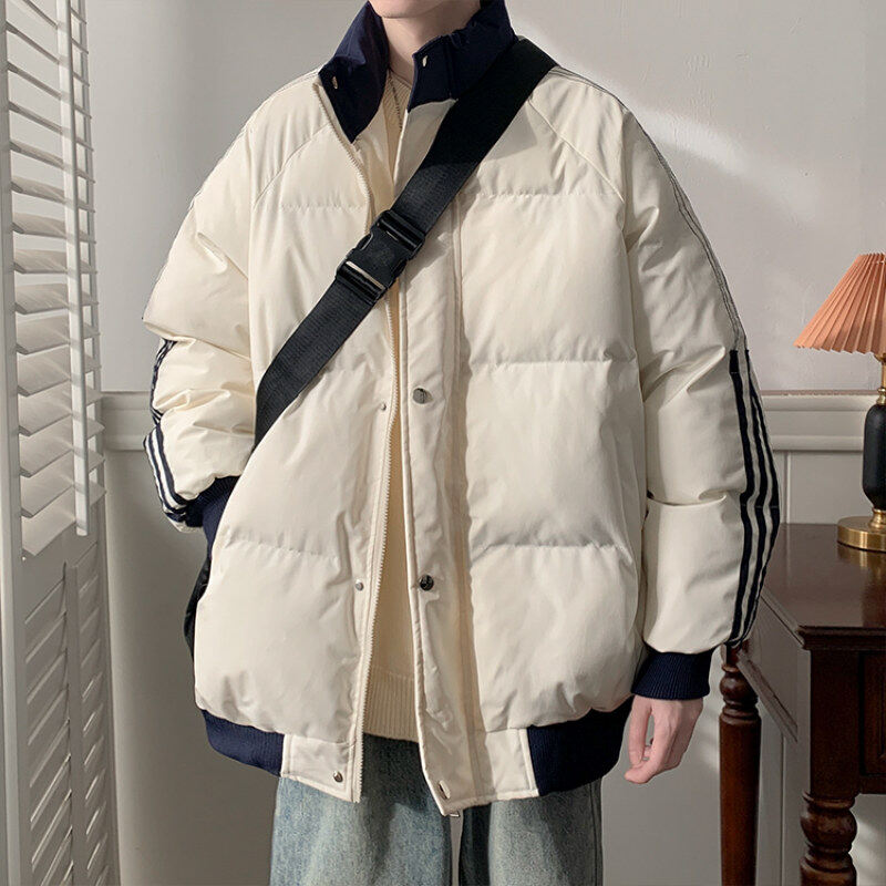 Waterproof stand-collar three-stripe bread coat, thickened and warm
