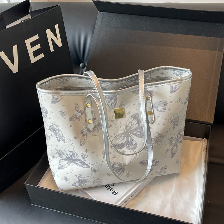 Korean style fashionable vegetable basket bucket bag 2024 new versatile lychee pattern handbag high-end single shoulder crossbody bag