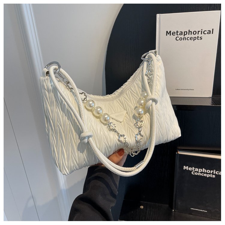 New style fashionable bag for women, fashionable pleated small square bag, high-quality casual shoulder bag, underarm bag for women