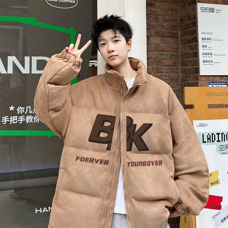 New winter suede stand collar cotton coat for men