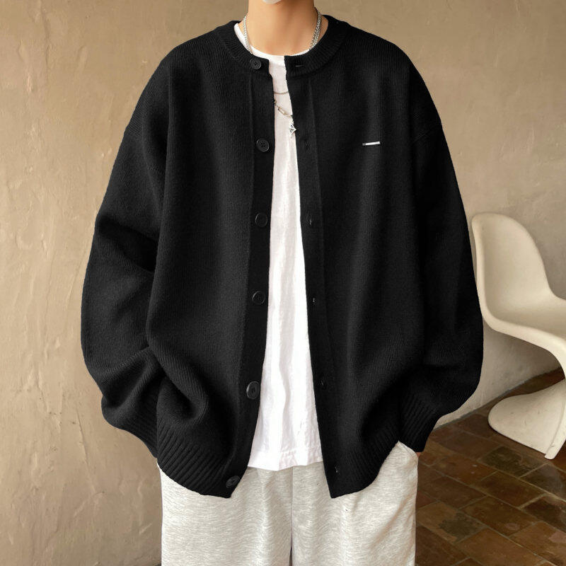 Buttoned Cardigan Sweater Coat Loose Crew Neck Sweater