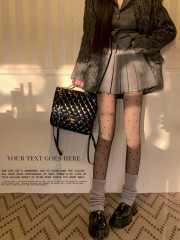 Velvet thickened light leg artifact translucent elastic sexy thin black bottoming polka dot love stockings