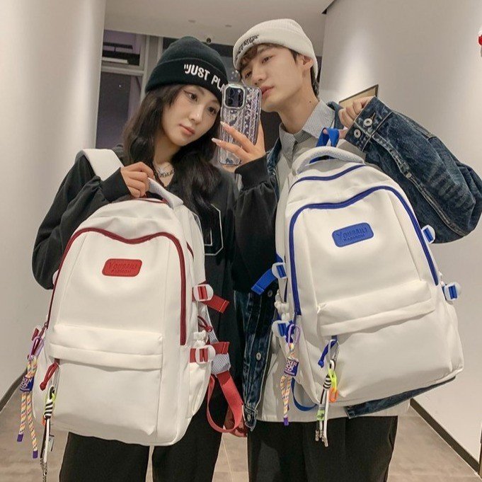 School bag female Korean version ins high-looking large-capacity high school student backpack simple trendy college student casual backpack