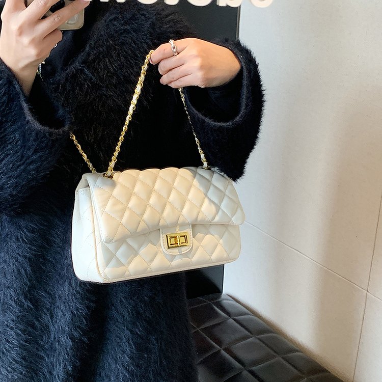 First-layer cowhide bag, cowhide chain, small fragrant fashion rhombus bag, one-shoulder cross-body bag for women, genuine leather small square bag