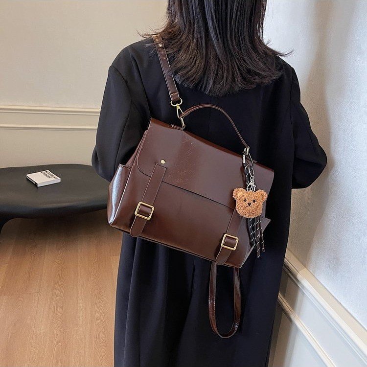 Backpack women's large capacity 2024 new retro casual portable Japanese student school bag high-end travel backpack