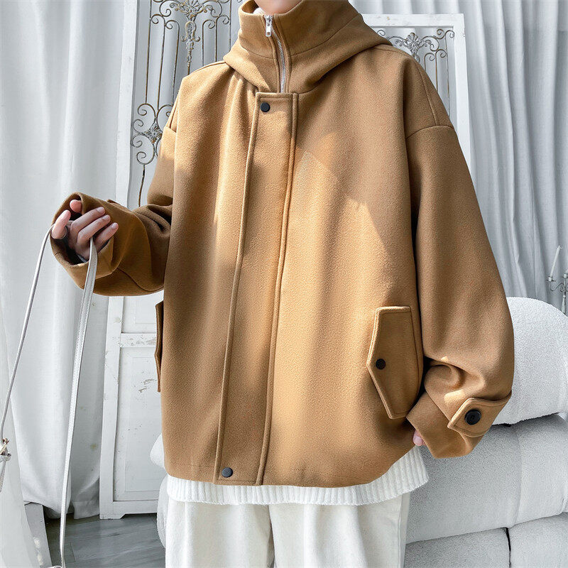 New autumn and winter woolen coats, high-end woolen coats, high-street trendy brand loose woolen tops