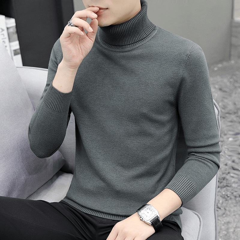 Turtleneck sweater men's winter warm base sweater