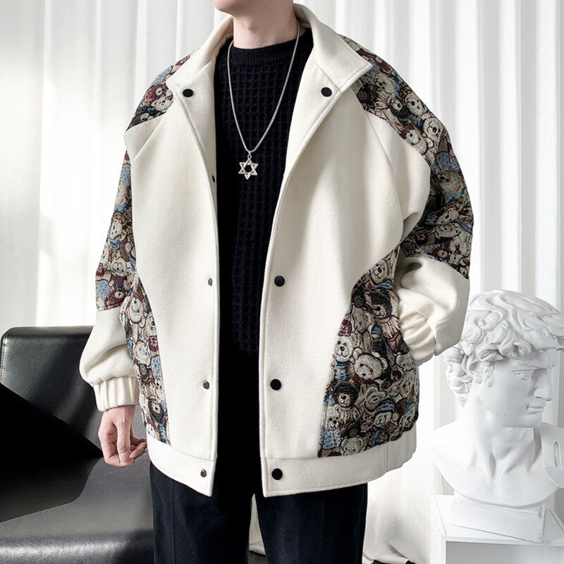 Excellent live broadcast!  Spring new style autumn scented jacket men's bear splicing light mature