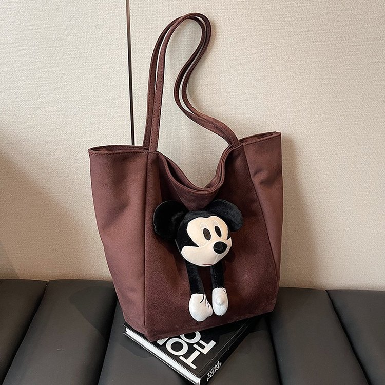Relaxed bag women's large capacity 2024 new cartoon casual shoulder bag college student class tote bag