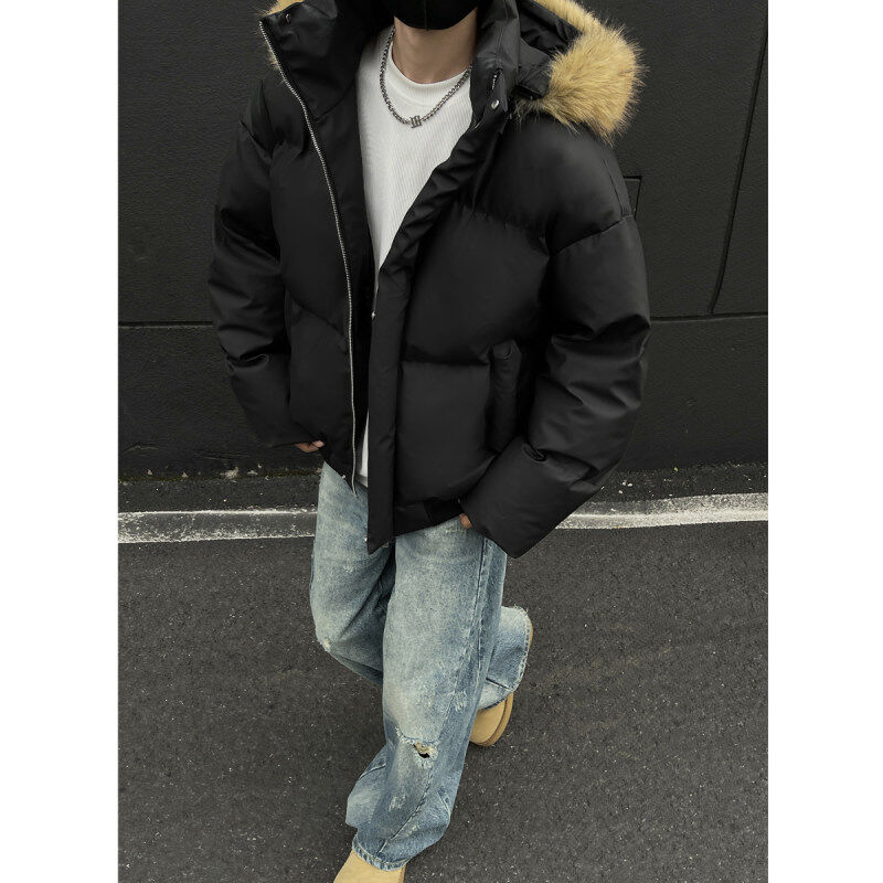 New high-end quality short leather-cotton jacket with stand-up collar and thickened cotton jacket