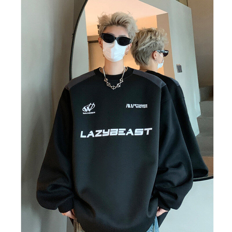 American street racing suit long-sleeved couple sweatshirt jacket loose top for men