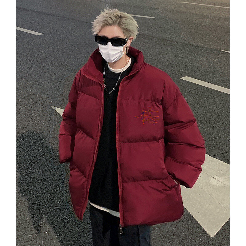 Hong Kong style winter cotton coat with personalized printing waterproof loose cotton padded jacket for boys