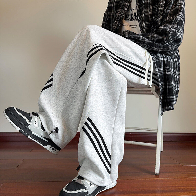 American sports autumn new striped design loose and versatile casual sweatpants