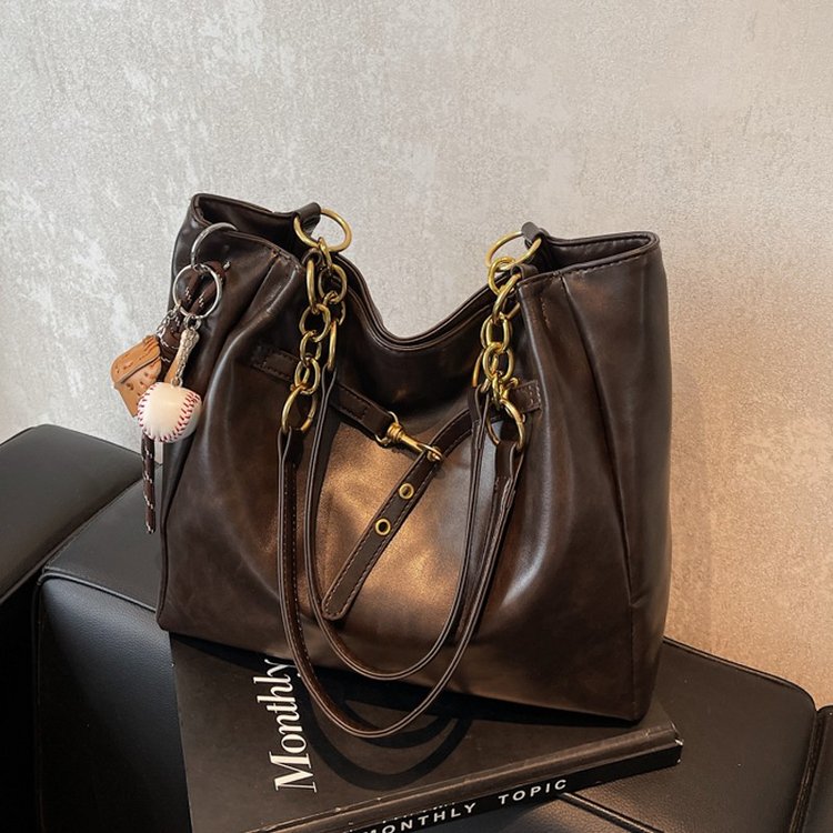 Yadan style retro tote bag large capacity 2024 new versatile simple armpit bag high-end casual shoulder bag