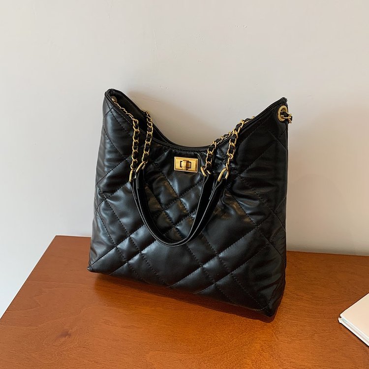 Diamond embroidery retro large-capacity bag women's 2024 new autumn and winter commuter shoulder crossbody bag tote bag
