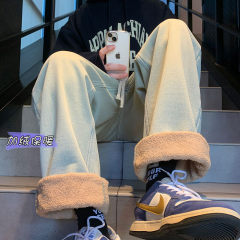 New winter velvet and thickened sherpa jeans