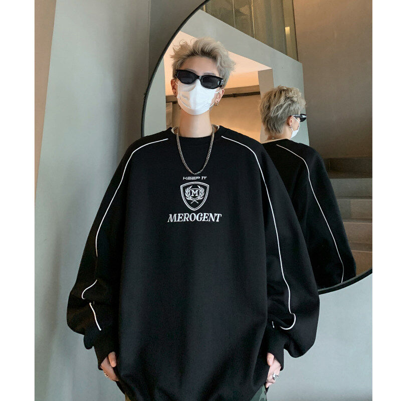 Autumn Clothing Heavyweight American College Style Ribbon Retro Sports Couple Sweater Jacket for Men