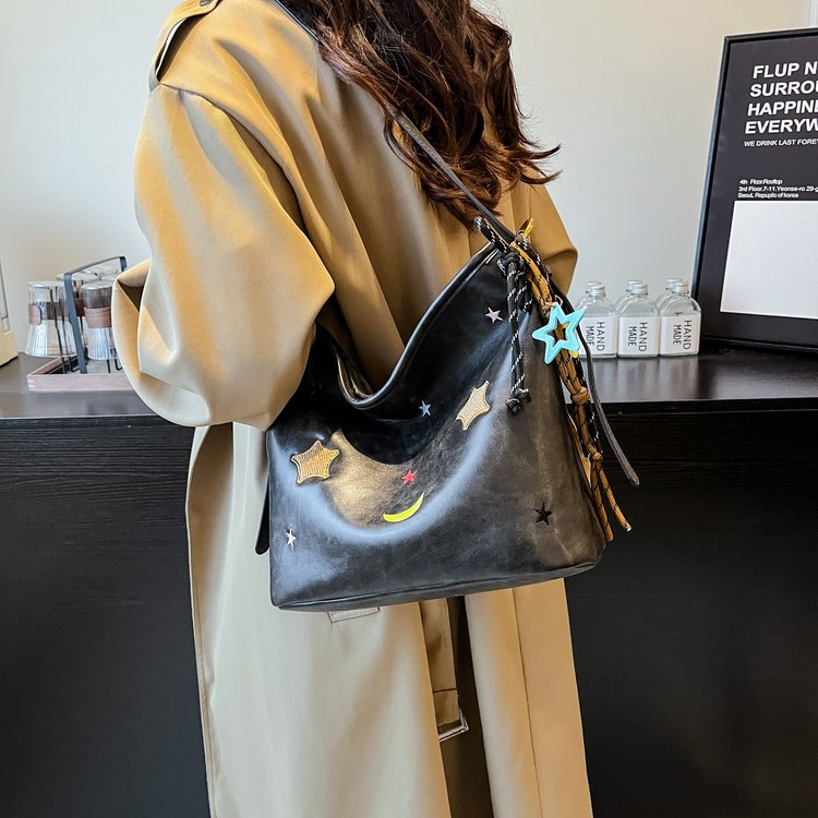 Retro Maillard style tote bag for women 2024 new casual versatile backpack multi-purpose shoulder crossbody bag