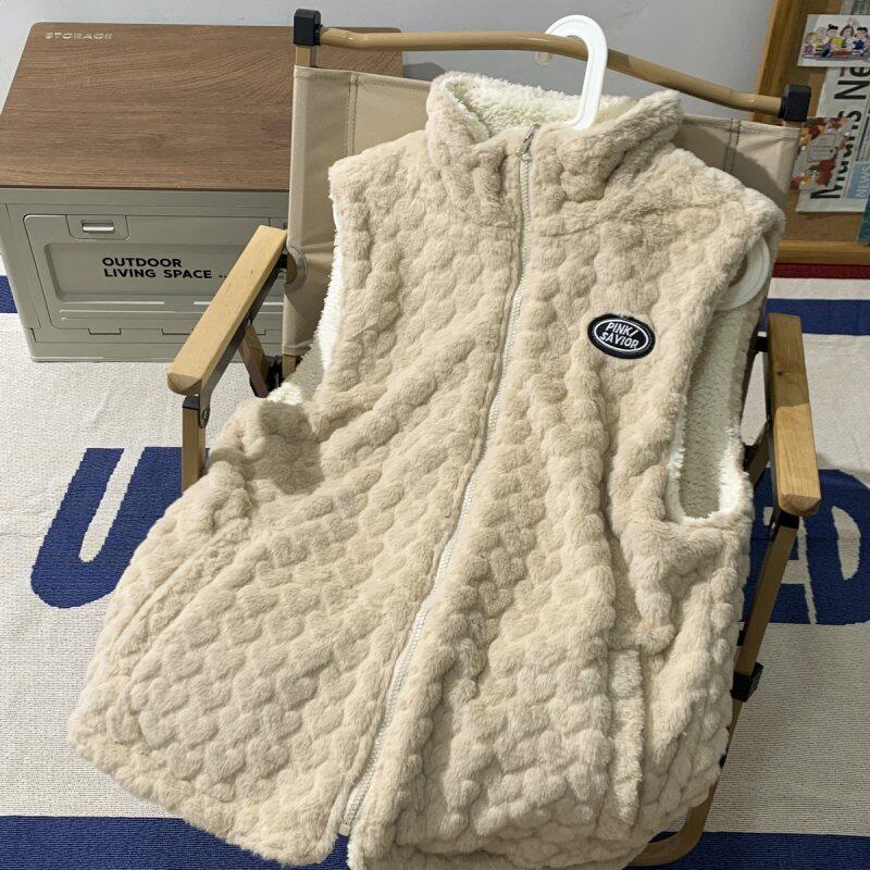 Autumn and winter reversible vest thickened cotton coat sherpa jacket Hong Kong style jacket
