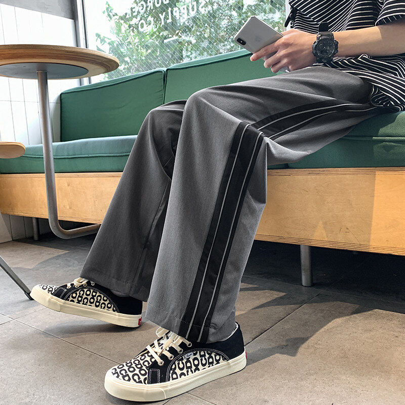 Autumn casual pants men's trousers large size wide leg pants drapey straight pants trendy