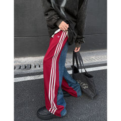 High-end niche jeans trousers high street American patchwork casual pants