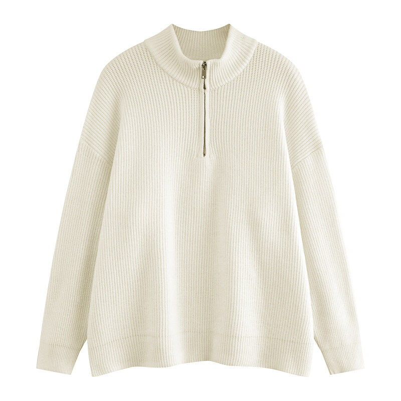Winter half cardigan hooded pullover sweater loose thickened sweater