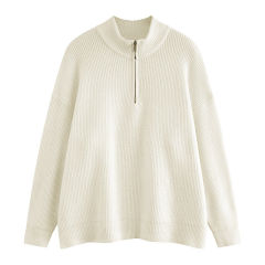 Winter half cardigan hooded pullover sweater loose thickened sweater