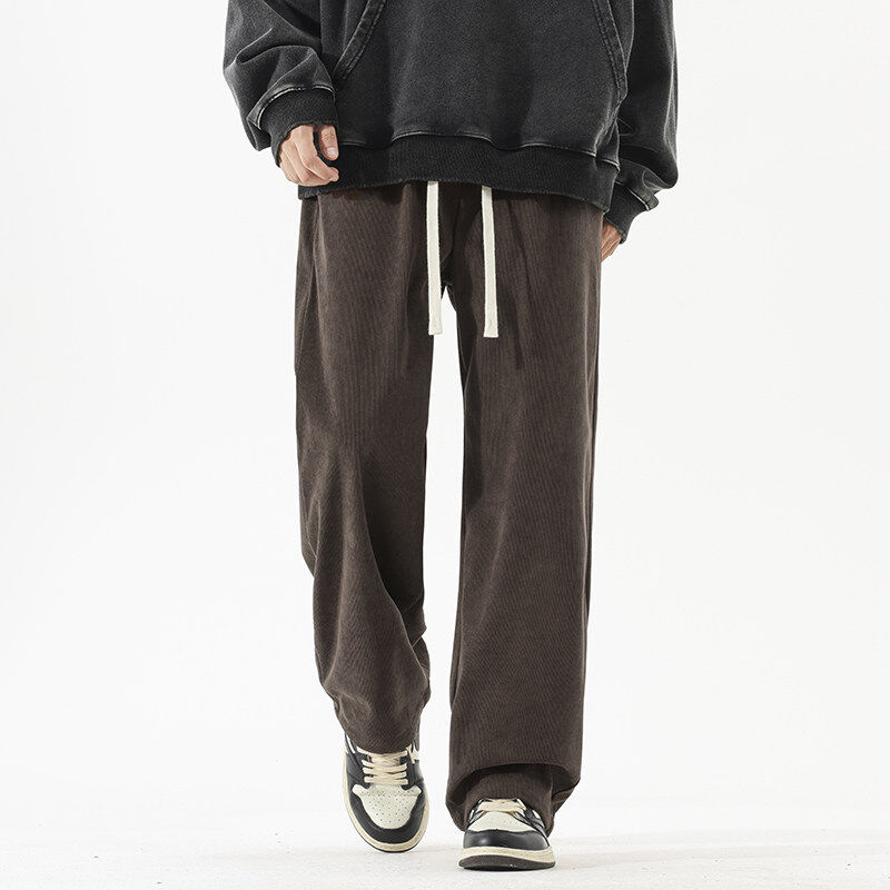Autumn and winter new Hong Kong style corduroy pants men's pants autumn straight casual pants