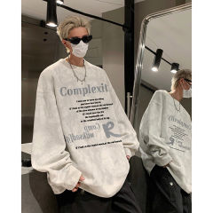 Dirty tie-dye 65 cotton round neck loose design sweatshirt