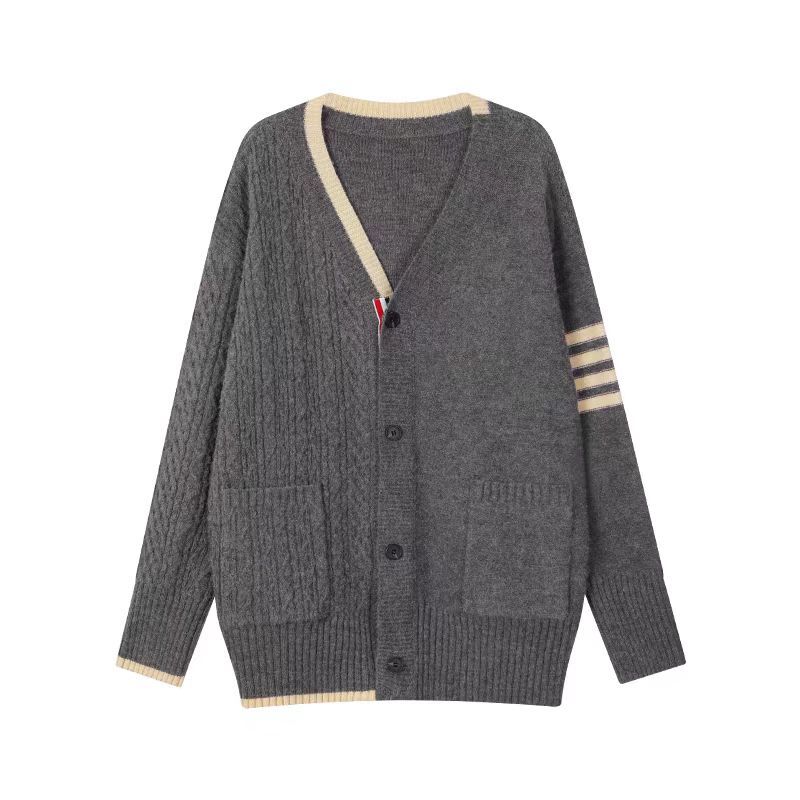 Wang Girl's Shop Sweaters Soft and Lazy Style V-neck Sweaters Thick Jackets Cardigans Early Spring Wear Loose Outerwear