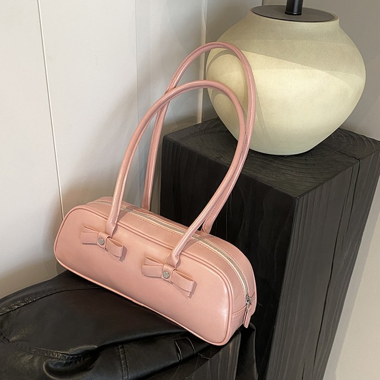 French light luxury retro handbag for women, new Korean style fashion commuting minimalist style shoulder bag niche bowling bag