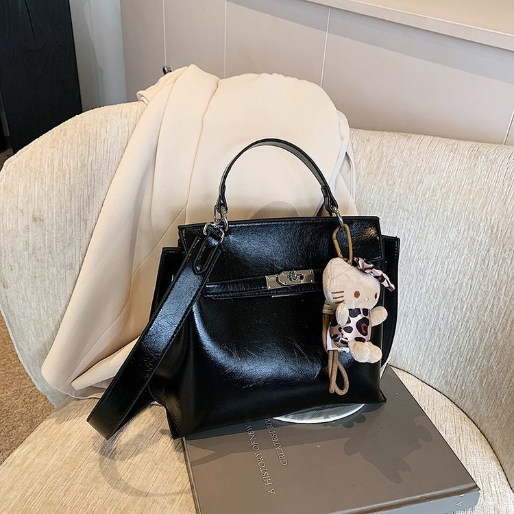 Retro waxed leather Kelly bag for women 2024 new retro commuter shoulder crossbody bag high-end portable platinum bag