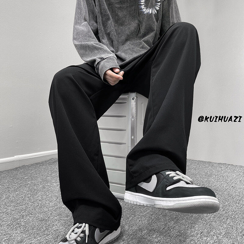 Spring new style simple versatile trousers floor-length solid color loose casual trousers