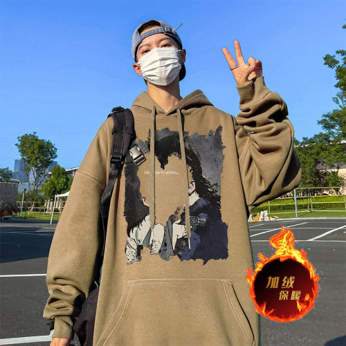 500g heavyweight autumn and winter American style velvet thickened sweatshirt jacket