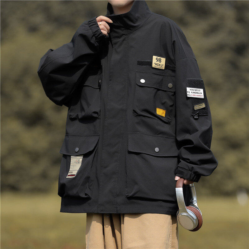 Spring new loose casual workwear jacket American fashion brand multi-pocket bomber jacket for men