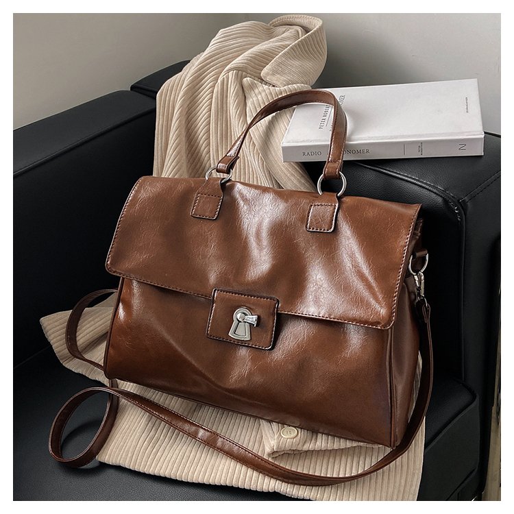2024 New Second-hand Tote Bag, High-end Glossy Patent Leather Large Capacity Portable Briefcase, Shoulder Crossbody Bag for Women