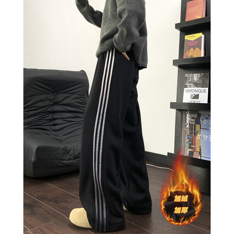 Gradient velvet three-stripe pants for men, sports