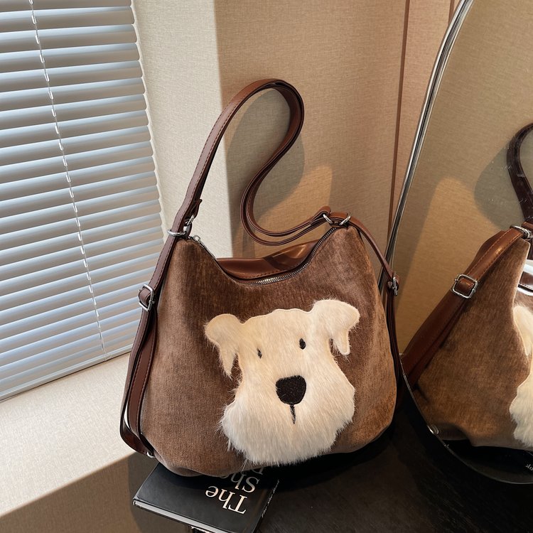 Korean Fashion West Highland Tote Bag Women's Autumn 2024 New Tote Bag College Style Large Capacity Shoulder Bag