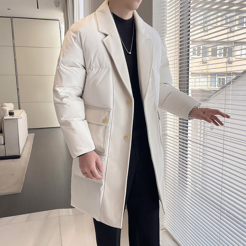 Winter mid-length patchwork cotton jacket