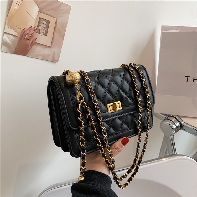 Diamond small fragrant style bag women's new high-end texture light luxury niche chain small gold ball shoulder crossbody bag