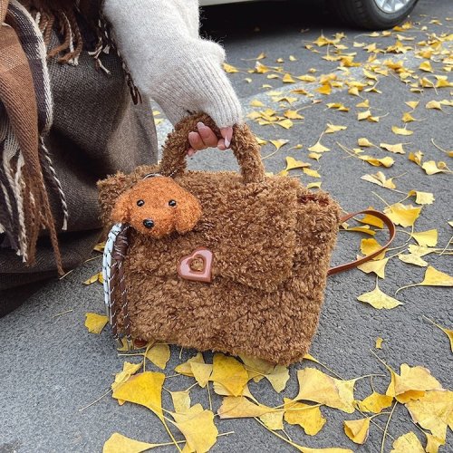 Korean style casual plush backpack for women 2024 autumn and winter new ins trendy fashion student bag handbag for women