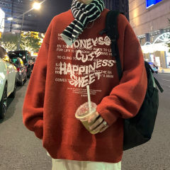 Hong Kong style autumn fashion versatile loose letter print trendy pullover sweater