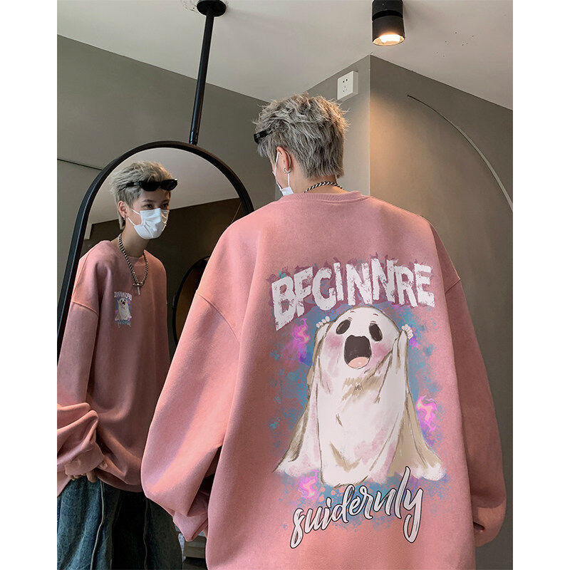 Autumn Hong Kong style new suede sweatshirts for men and women, American high street pullover jackets