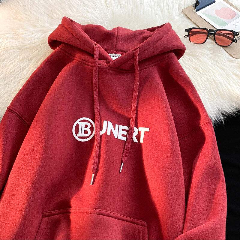 Heavyweight simple foam letters men's and women's hooded sweatshirts
