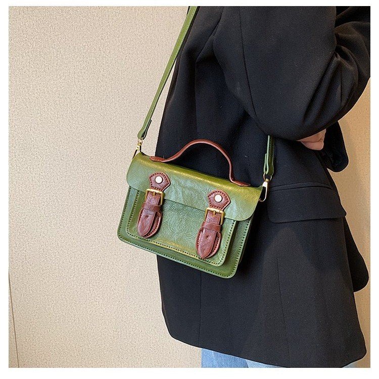 Retro Cambridge bag women's new trendy fashion contrasting color portable small square bag niche versatile ins crossbody bag