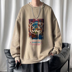 Hong Kong style youth popular unisex couple plus size original casual sports pullover sweatshirt for men