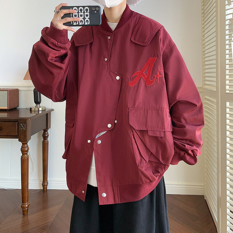 Spring new American style irregular embroidered baseball uniform men's bomber jacket plus size jacket