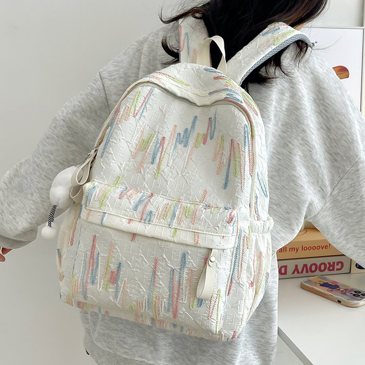 Backpack for girls traveling, cute girl, simple college student, versatile, lightweight and fashionable, spring outing, middle school school bag